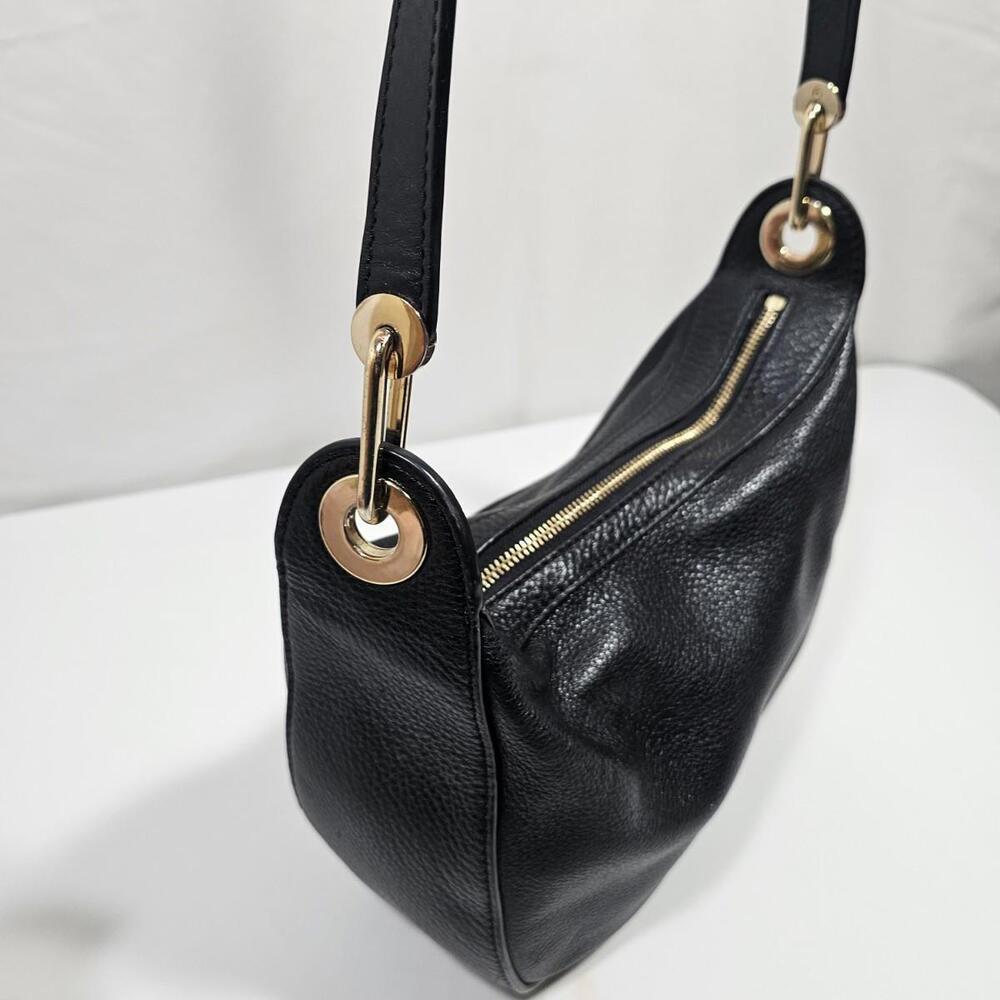 MICHAEL Michael Kors Raven Medium Leather Messenger Bag Black With Gold Hardwear - Picture 11 of 15